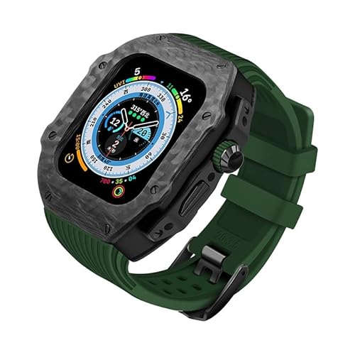 JZLUCAJJ Modifikationskit Kohlefasergehäuse für Ultra 8 7 6 SE Metalllünette Mod Kit für Iwatch 49MM 45MM 44MM Gummiarmband-Set von JZLUCAJJ