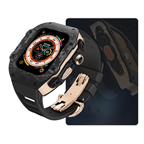 JZLUCAJJ Modifikationskit Kohlefasergehäuse für Ultra 8 7 6 SE Metalllünette Mod Kit für Iwatch 49MM 45MM 44MM Gummiarmband-Set von JZLUCAJJ