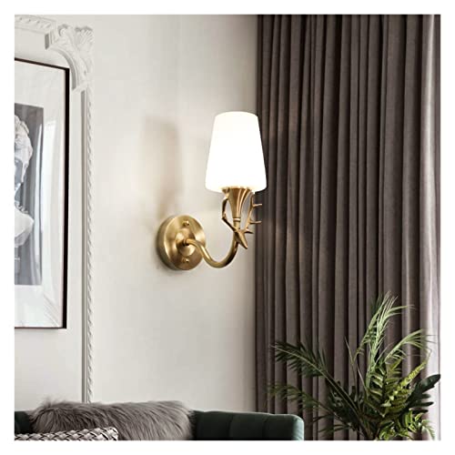 JZLUCAJJ Wandlampe, Kupfer-Geweih-Wandlampe, Schlafzimmer, einfache Nachttischlampe, Wohnzimmer, Gang, Badezimmer, Spiegelfrontlampe – Wandlampe, Wandleuchte von JZLUCAJJ