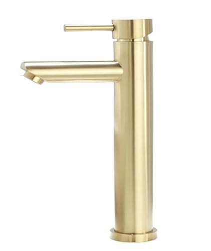 Badezimmer gebürstet goldener Badezimmer Wasserhahn Moderner Taillationsbecken Wasserhahn Deck montiertem Mixer Toilettenbecken Wasserhähne Kaltmischer Wasserhähne (Farbe: Typb hoch, Größe: G3/8) von JZWCHQ