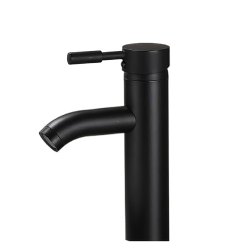 JZWCHQ Bad Schwarz Minimalist Badezimmer Wasserhahn kaltes Waschbecken Mixer Tap Edelstahl Becken Wasserhähne Wasserhähne (Farbe: Schwarz groß, Größe: G3/8) von JZWCHQ