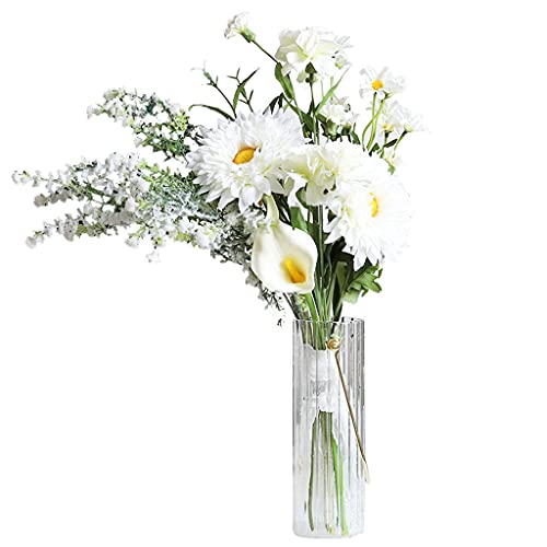 JZWCHQ Künstliche Blumen, künstliche Blume, Chrysantheme, künstliche Blume, tragbare Glasvase, Eukalyptus, Hochzeitsstrauß, geeignet für Veranda, Hoteleingang von JZWCHQ