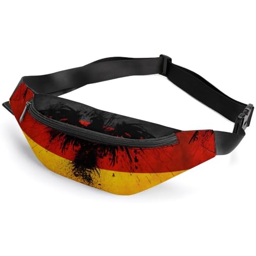 JZemdybill Hüfttasche, Deutschland-Flagge, Adler, Bauchtasche, verstellbare Bauchtasche zum Laufen, Spazierengehen, Wandern, Deutschland Flagge Adler, 36*15cm von JZemdybill