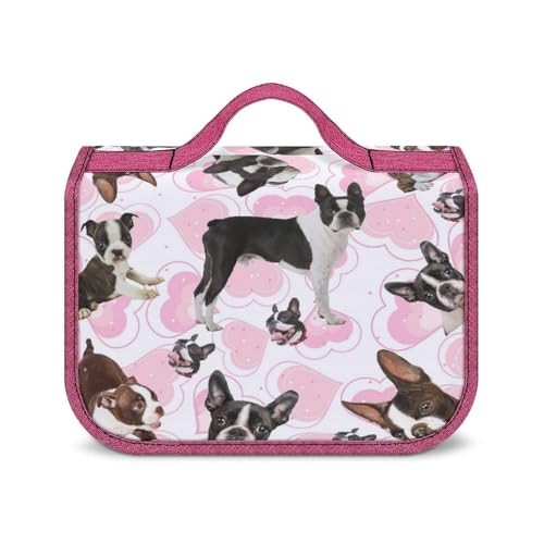 JZemdybill Kulturbeutel zum Aufhängen, Boston Terrier, wasserdichte Make-up-Tasche für Reisen, Business, Urlaub, Boston Terrier, Einheitsgröße von JZemdybill