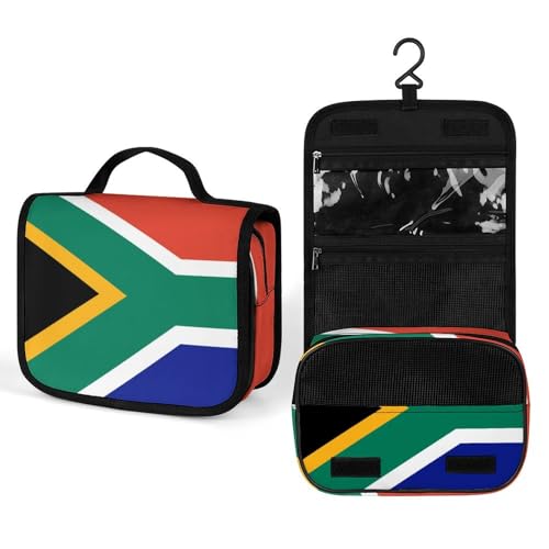 JZemdybill Kulturbeutel zum Aufhängen, Südafrika-Flagge, Kulturbeutel, Make-up-Tasche für Reisen, Business, Urlaub, Flagge Südafrikas, 22.5x18.5cm von JZemdybill