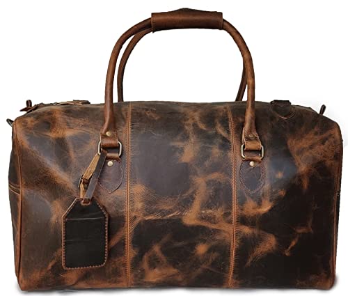 Jaald 50 cm Echt Büffel Leder Ledertasche Weekender Gepäck Reisetasche Reisegepäck Sporttasche Duffel Tasche Wochenendtrip Handgepäck Duffel Gym Bag Wasserdicht Carry on Tasche Geschenk Braun Jaald 50 cm Echt Büffel Leder Ledertasche Weekender Gepäck Reisetasche Reisegepäck Sporttasche Duffel Tasche Wochenendtrip Handgepäck Duffel Gym Bag Wasserdicht Carry on Tasche Geschenk Braun von Jaald