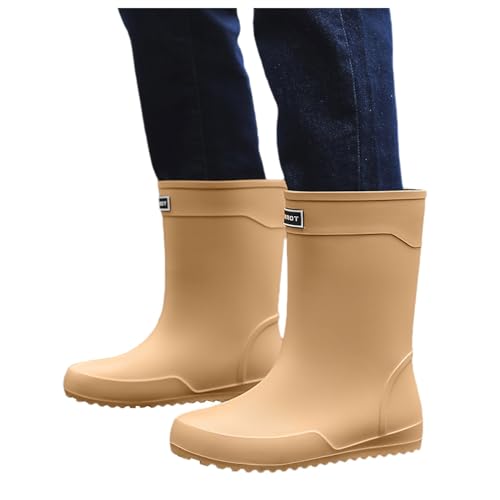 Barfuß Gummistiefel, Lange Regenschuhe Herren Gummistiefel - rutschfest Halbhohe Schlam Stiefel Wasserdicht Barfuß Chelsea Boots, Modische Reitstiefeletten von Jabidoos