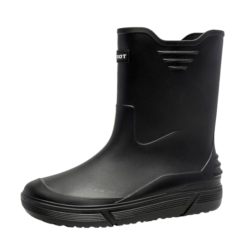 Barfuß Gummistiefel, Lange Regenschuhe Herren Gummistiefel - rutschfest Halbhohe Schlam Stiefel Wasserdicht Barfuß Chelsea Boots, Modische Reitstiefeletten von Jabidoos