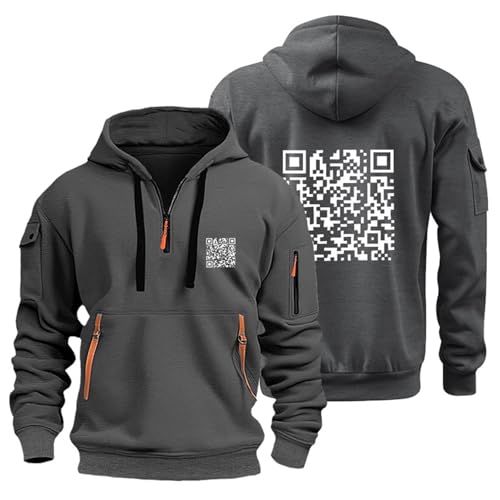 Black Friday Angebote 2024, Funny Fu Qr Code Fuck-You Hoodie Y2K Basic Jogging Sport Sweatshirt Mit Kapuze Kordelzug Mit Taschen Slim Fit Reißverschluss Gym Pullover von Jabidoos