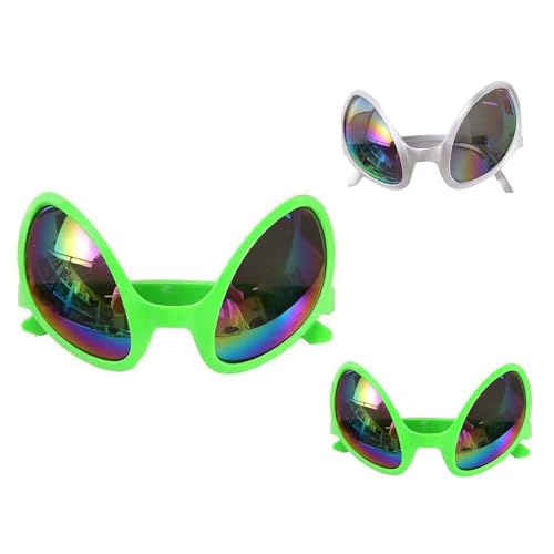 Brille Alien Holografischen Gläsern Außerirdischer Weltall Weltraum Accessoire Sonnenbrille Space Alienkostüm Fasching Partybrille Funbrille Brille Rollenspiel Halloween Karneval Kostüm Brillen von Jabidoos