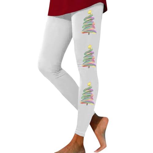 Bunte Leggings Damen, Weihnachtshose Damen Bunt Thermo Strumpfhosen - Yogahosen Fleece Strumpfhose Baumwoll Sportleggings Kariert Weihnachtsleggins Yoga Elegant Pants Blickdicht High Waist en Lauf von Jabidoos