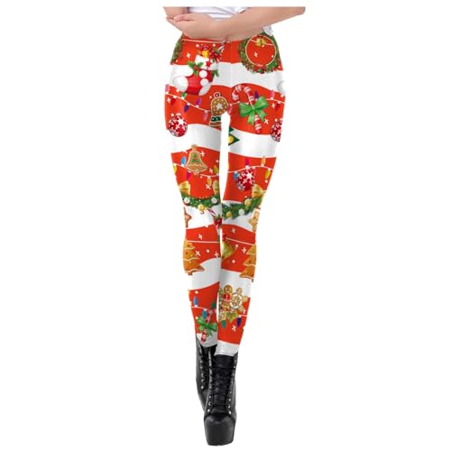 Bunte Leggings Damen, Weihnachtsleggings Damen Bunt Winter Weihnachtsstrumpfhose - Kariert Winterstrumpfhose Gemusterte Wollstrumpfhosen Tights Thermostrumpfhose Christmas Skinny Hose Push Up Stretch von Jabidoos