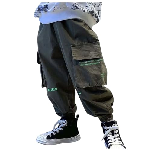 Cargohose Jungen 152, Cargohose Kinder Jungen Weite Lang Jogginghose - Outdoorhose Outdoor Arbeitshose Winter Sporthose Teenager Wasserdicht Hosen Elastische Taille Freizeithose Cargo Hose von Jabidoos