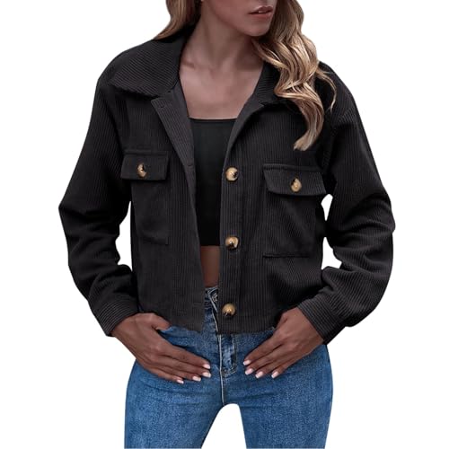 Cord-Hemd, Cordhemd Damen Cord Hemdjacke - Freizeitjacke Oversize Langarmshirt Streetwear Longbluse Lang Übergangsmantel Winter Flanellhemd Blusen Mit Knöpfen Bluse Jacke Taschen von Jabidoos