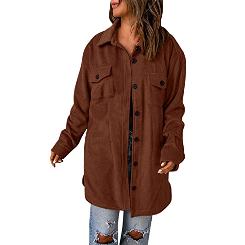 Cord-Hemd, Hemdjacke Damen Cord Jacke - Winterjacke Knöpfen Flanellhemd Freizeit Casual Damenjacken Lang Overshirt Winter Langarm Button Down Oversized Cordhemd Mit Taschen von Jabidoos