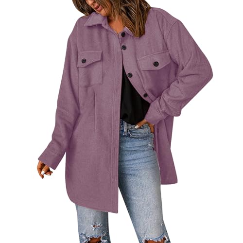 Cord Jacke Damen, Cordhemd Damen Cord Jacke - Damenjacke Winter Blusenjacke Übergangs Übergangsmantel Langarm Button Down Oversized Mit Taschen von Jabidoos