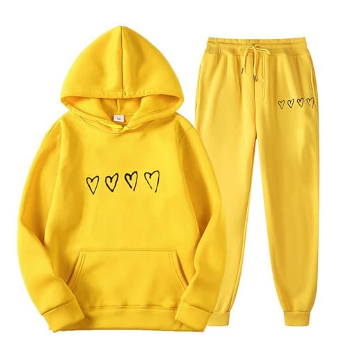 Damen Hausanzug 2-teilig, Hausanzug Damen Zweiteiler Lang Jogginganzug - Loungewear Warme Sport Set Weich Anzug 2 Teiler Trainingsanzug Frauen Polyester Freizeitanzug Kapuzenjacke&Sporthose von Jabidoos