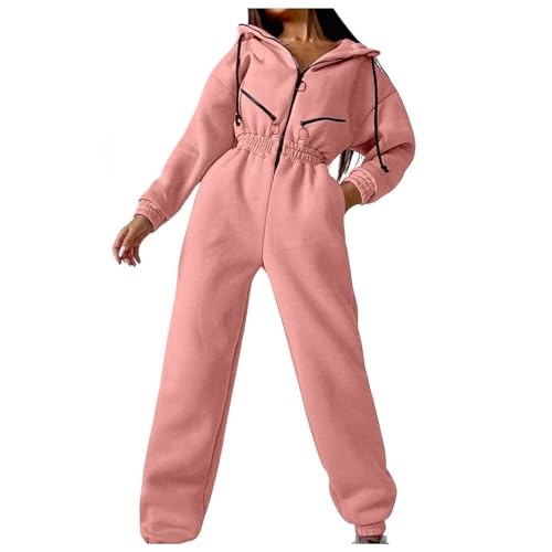 Damen Hausanzug 2-teilig, Trainingsanzug Damen Zweiteiler Langarm Jogginganzug - Sportanzug Sport Tracksuit Set Herbst Baumwolle Frauen Anzug Polyester Freizeitanzug Kapuzenjacke&Sporthose von Jabidoos