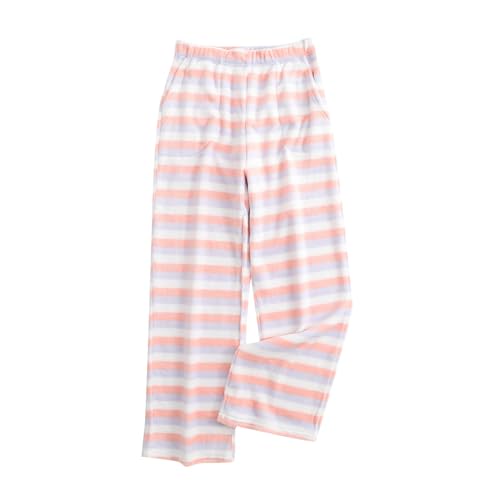 Damen Pyjama lang, Damen Flauschige Pyjama Hose Flanell Schlafanzughose - Plüsch Fleecehose Karierte Freizeithose Weites Bein Lounge Warme Kuschelhose von Jabidoos