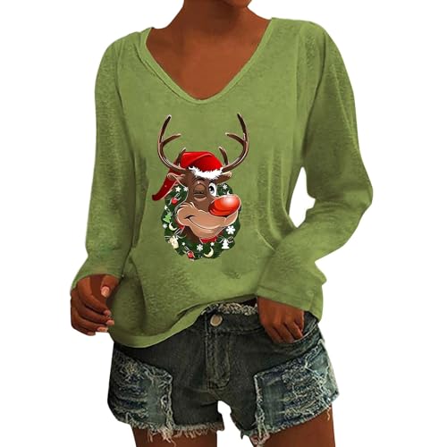 Damen Weihnachten Sweatshirt Langarmshirt Weihnachtspullover Outfit von Jabidoos