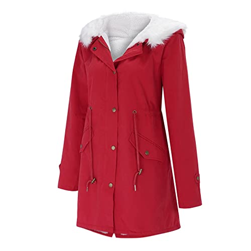 Damen Winterjacke, Parka Damen Warme Gefüttert Jacke - Winterjacken Frauen Plüschjacke Reißverschluss Daunenmantel Lang Jacket Puffer Winterjacke Mantel Kurze Mit Fellkapuze Steppjacke Wintermantel von Jabidoos