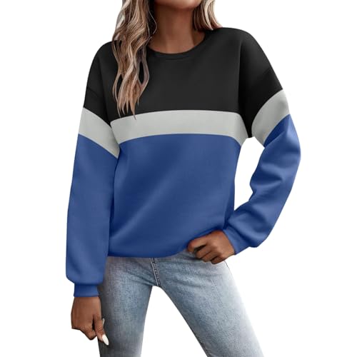 Damenpullover Langarm, Pullover Damen Sweatshirt, Farbspleißen Damenpullover Langarm Oberteile Ohne Kapuze Casual Oberteil Sport Streetwear Sweatshirts Bluse Tops Herbst Outfit von Jabidoos