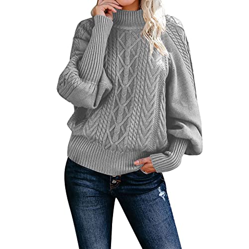 Fall Sweater,Strickpullover Damen Damenpullover Langarm - Knit Sweater Pullover Herbst Fledermausärmel Oberteil Jumper Klassischer Elegant Vintage von Jabidoos