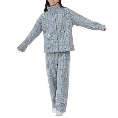 Flanell Pyjama Damen, Jumpsuit Damen Herbst Elegant Schlafanzug - Jogginganzug Zweiteiler Schlafanzughosen Frauen Loungewear Winter Warmer Flauschig Warm Onesie Plüsch Kuschelig Overall Hausanzug L von Jabidoos