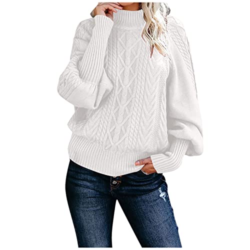 Fledermausärmel Damen Oberteil,Strickpullover Damen Damenpullover Langarm - Knit Sweater Pullover Herbst Fledermausärmel Oberteil Jumper Klassischer Elegant Vintage von Jabidoos