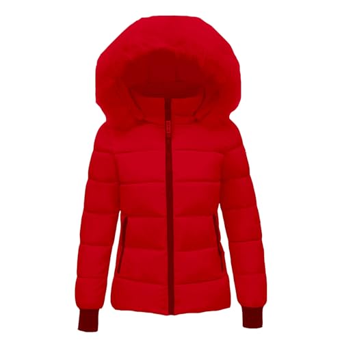 Fleecemantel Damen, Parka Damen Lang Warme Jacke - Winterjacken Reißverschluss Steppmantel Flauschige Elegante Winterparker Winter Warm Gefüttert Mittellang Winterjacke Mit Pelzmantel Fellkapuze von Jabidoos