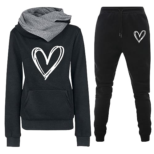 Hausanzug Damen, Trainingsanzug Damen Warme Zweiteiler Jogginganzug - Tracksuit Winter Sportanzug Langarm Hausanzug Frauen Lounge Set Lang Farbkontrast Freizeitanzug Reißverschluss & Sporthose von Jabidoos