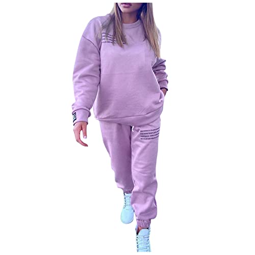 Hausanzug Damen Winter, Hausanzug Damen Zweiteiler Langarm Trainingsanzug - Sportanzug Frauen Tracksuit Lang Lounge Set 2 Teiler Sport Weich Rundhals Kurze Ärmel Elegant Freizeitanzug Sommer Outfits von Jabidoos