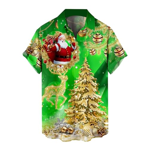 Hemd Weihnachten Herren, Hemd Weihnachten Herren Übergröße Baumwolle Hemden - Weihnachtshemd Slim Fit Langarmhemd Langarm Schwarz Xmas Kostümhemd Businesshemden Für Festival Party von Jabidoos