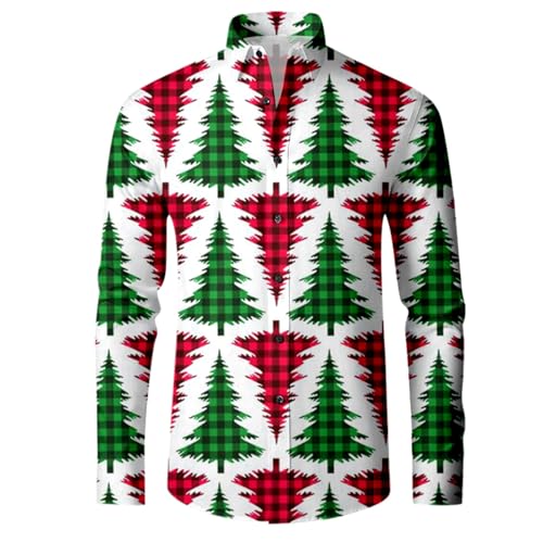 Hemd Weihnachten Herren, Hemd Weihnachten Herren Ugly Hemden - Langarmhemd Stehkragenhemd Lustige Shirt Übergröße Schwarz Funky Langarm Muster Christmas Xmas von Jabidoos