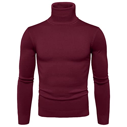 Herren Arbeitspullover,Rollkragenpullover Herren Rollkragenshirt -Strickpullover Business Pullover Elastisch Einfarbig Pulli Winter Knit Sweater Turtleneck von Jabidoos