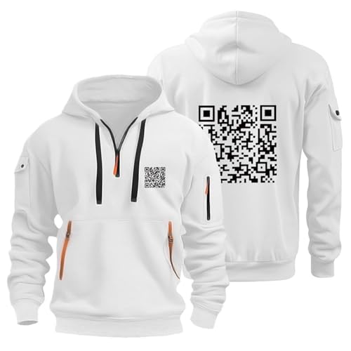 Herren Hoodie, Funny Fu Qr Code Fuck-You Hoodie Y2K Basic Jogging Sport Sweatshirt Mit Kapuze Kordelzug Mit Taschen Slim Fit Reißverschluss Gym Pullover von Jabidoos