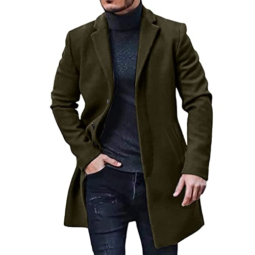 Herren Mantel, Wollmantel Herren Lang Herbst Wintermantel - Herrenmantel Elegant Herbstmantel Winter Windjacke Slim Fit Filzmantel Warme Warm Business Mantel Wolle von Jabidoos