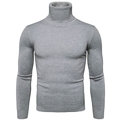 Herren Strickpullover,Rollkragenpullover Herren Rollkragenshirt -Strickpullover Business Pullover Elastisch Einfarbig Pulli Winter Knit Sweater Turtleneck von Jabidoos