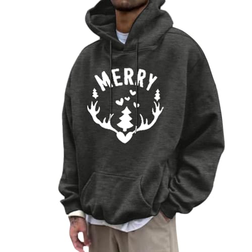 Herren Weihnachtspullover, Hoodie Weihnachten Herren Männlich Komfortabel Lustig Christmas - Weihnachtskleidung Lose Kapuzenshirt Langarm Kapuzenpulli Hässlich Weihnachtspulli Winter Kapuze Kordelzug von Jabidoos