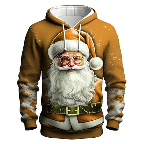 Herren Weihnachtspullover, Weihnachts Hoodie Männlich Warm Langarm Christmas - Hoodies Mit Taschen Weihnachtspullis 3D Druck Pulli Hässlich Kapuzenpulli Unisex Kapuzenpullover Sweatshirt Kapuzenjacke von Jabidoos