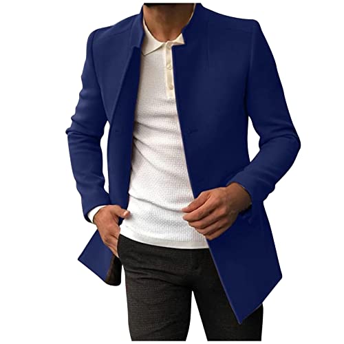 Herren-mäntel, Mantel Herren Herbst Lang Wollmantel - Jacke Slim Fit Wolljacke Stehkragen Elegant Trenchcoat Grau Einfarbig Mit Knöpfen Winter Warme Revers Elegante Business-Jacke Für Große Größen von Jabidoos