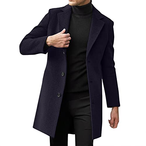 Herren wollmantel, Wintermantel Herren Schwarz Herbst Wolljacke - Mantel Grau Trenchcoat Winter Wollmantel Männer Winterjacke Warmer Jacken Herrenmantel Mit Abnehmbaren Karierten Schals von Jabidoos