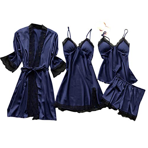 Jabidoos Nachtwäsche Sexy Seiden Nachtkleid Negligee Robe, Satin Pyjama Damen Set 168 - Seidenpyjama Schlinge Aesthetic Schlafanzug Seide Nachtwäsche Sexy Seiden Nachtkleid Negligee Robe von Jabidoos