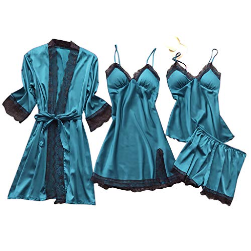 Jabidoos Nachtwäsche Sexy Seiden Nachtkleid Negligee Robe, Satin Pyjama Damen Set 86 - Seidenpyjama Schlinge Aesthetic Schlafanzug Seide Nachtwäsche Sexy Seiden Nachtkleid Negligee Robe von Jabidoos