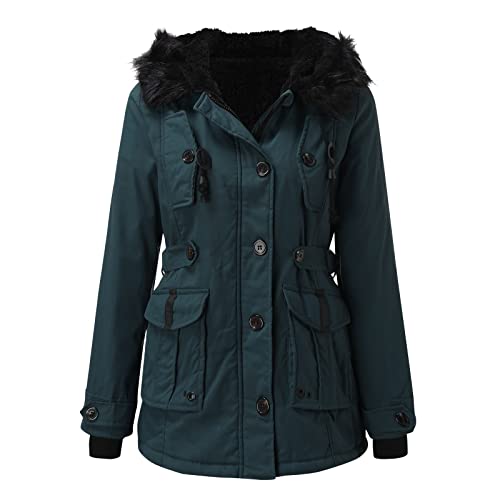 Jacke Damen Winter, Parka Damen Mit Fellkapuze Warme Winterjacke - Daunenmantel Lässig Jacke Flauschige Sweatjacke Winter Winterparker Elegante Kapuzenjacke von Jabidoos