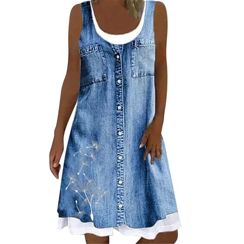 Jeanshemd Damen Lang : Button Down Jeans Sommerkleid Jeanskleid Knielang V-Ausschnitt Kurzarm Maxikleid Denim Kleid Lange Sommer Locker Blusenkleid Hemdkleid von Jabidoos