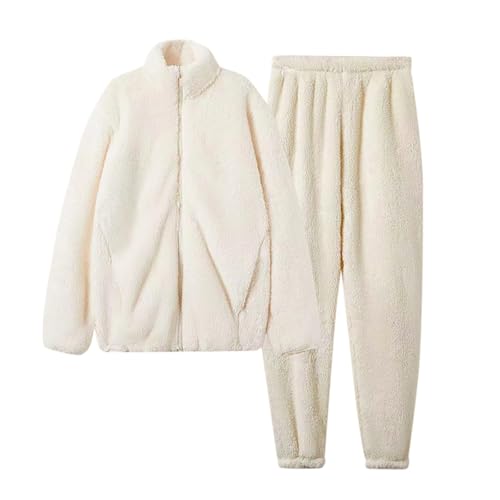 Jogginganzug Damen, Jumpsuit Damen Herbst Winter Hausanzug - Jogginganzug Zweiteiler Damenschlafanzug Elegant Ganzkörperanzug Flanell Kuschelanzug Lang Warmer Schlafanzug Teddy Plüsch Kuschelschlaf von Jabidoos