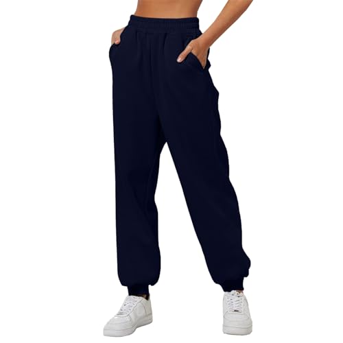 Jogginghose Damen Langgröße, Jogginghose Damen Sweatpants - Sporthose Weites Bein Trainingshose Hosen Baggy Hohe Taille, Kordelzug, Lockere Hose Mit Taschen von Jabidoos