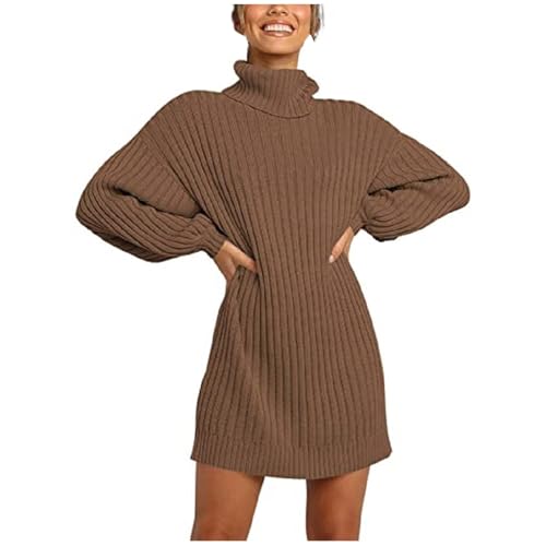 Kaschmir Pullover Damen, Strickpullover Damen Longpullover - Langarmshirt Rollkragen Lose Party Pulli Tops Herbst Mode Rundhals Pullover Langarm Casual Sweatshirts von Jabidoos