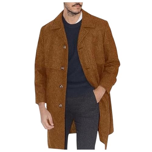 Kurzmantel Herren, Wintermantel Herren Lang Herbst Mantel - Warme Dufflecoat Winter Wollmantel Slim Fit Trenchcoat Business Winterjacke Warmer Jacken Herrenmantel Mit Abnehmbaren Karierten Schals von Jabidoos